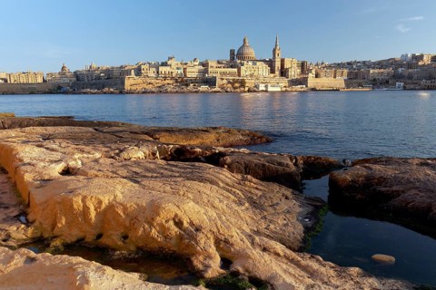View from rock bank of Valletta