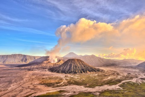 Smoking volcano Gunung Bromo