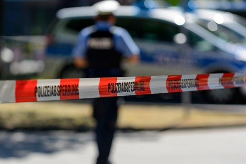 Police cordon with barrier tape