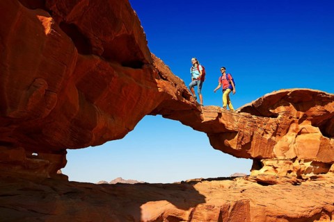 Couple hiking at Rock Arch