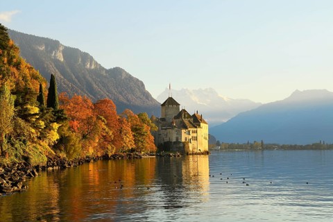 Chillon Water Castle at Lake Geneva