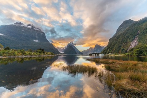 Mitre Peak reflecting in the water