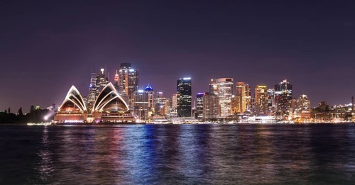 Circular Quay and The Rocks at night