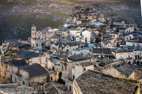 Sasso Caveoso district with church of San Pietro Caveoso and cave church of Santa Maria de Idris