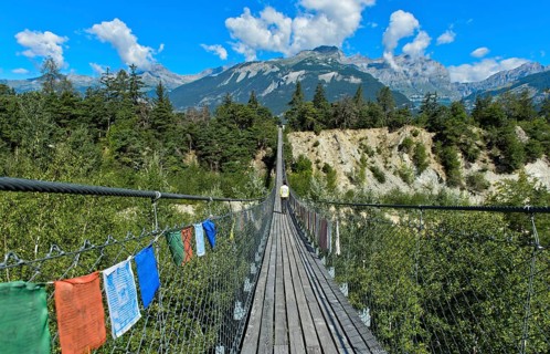 Traditional Bhutanese hanging walkway