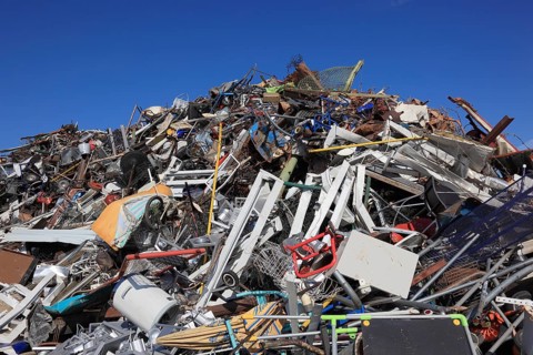 Old metal bin on a scrap yard