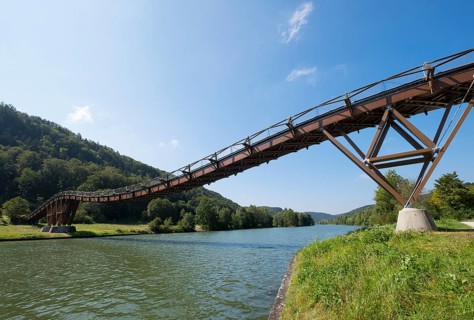 Stressed ribbon bridge