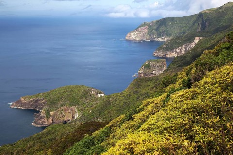 View from Miradouro sobre Ponta Delgada das Flores to the northeast coast
