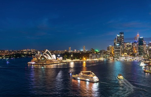 Circular Quay and The Rocks at night