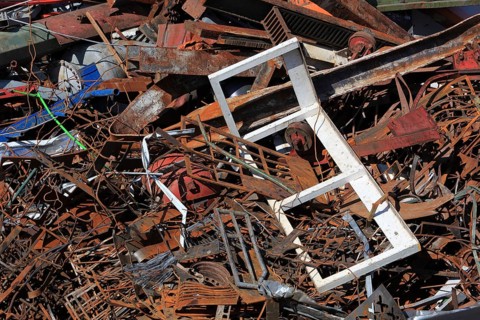 Scrap metal in a recycling plant