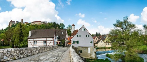 Bridge over the Wornitz with Old Town and church tower