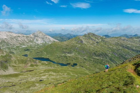 Hiker looking across a valley