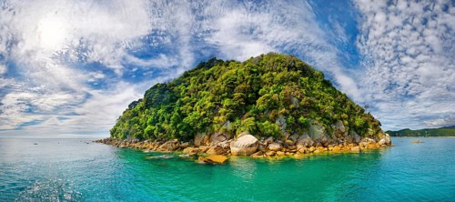 Spherical and verdant rocky island