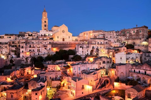 Medieval historic centre at dusk