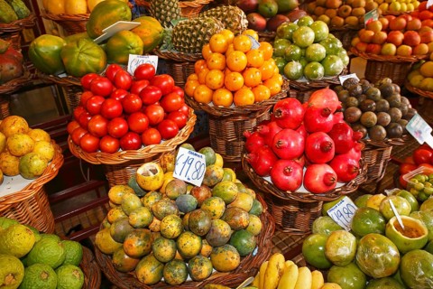 Fruit stall with passion fruit
