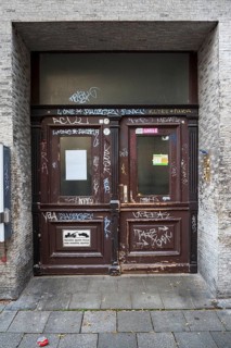 Graffiti on wooden door