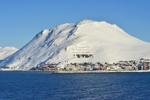 Townscape with snowy mountain