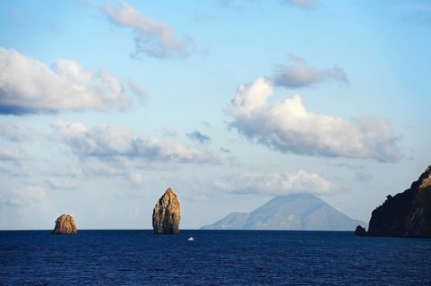 Panarea and rock needle Dattilo in front of the island Stromboli