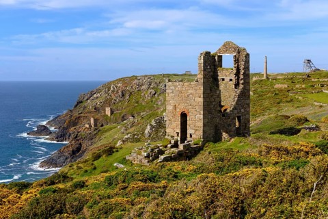 Rocky coast with ruins