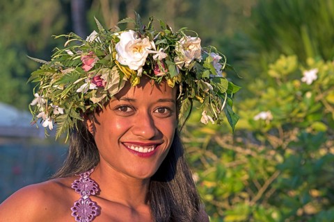 Young woman with flower wreath