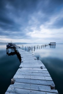 Landing stage in the calm sea