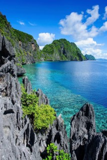 Coast with crystal clear water and limestones