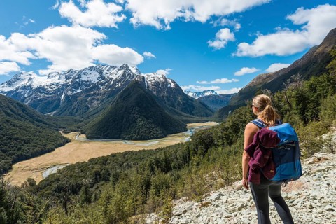 Hiker overlooks the Routeburn Flats