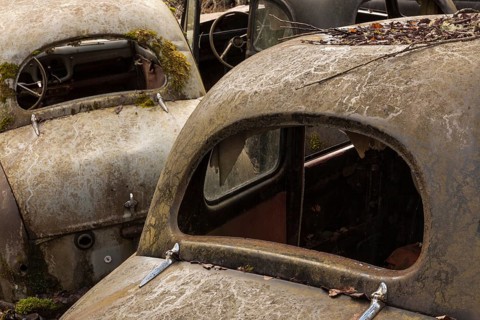 Rusty old vintage cars