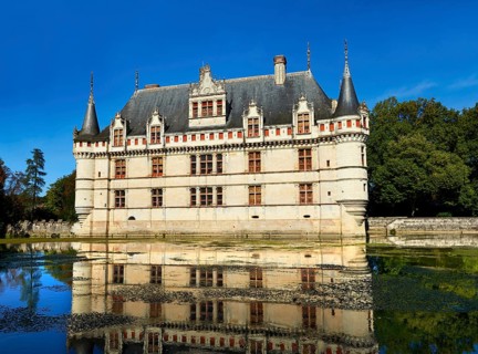Renaissance Chateau d'Azay-le-Rideau with River Indre moat