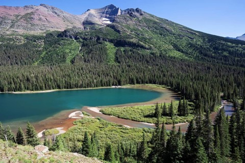 View from the Grinnell Glacier Trail on Josephine Lake