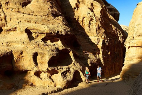Couple hiking Little Petra