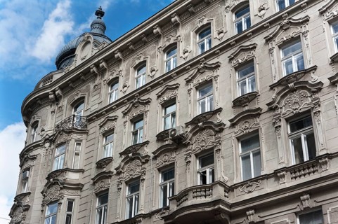 Building facade with stucco