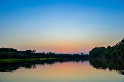 River landscape with Rio Negro at sunset