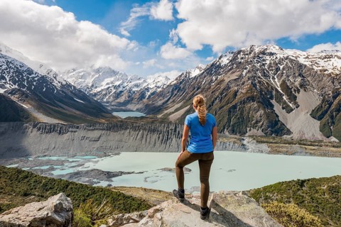 Hiker standing on rocks