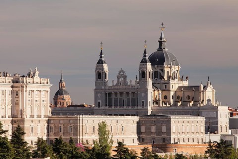 Royal palace Palacio Real and Almudena Cathedral