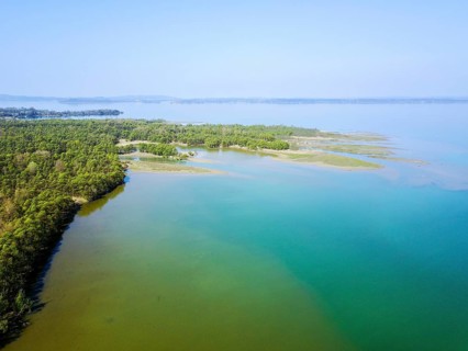 The river mouth of the Tyrolean Ache into the Chiemsee