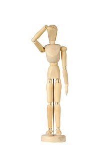 Wooden stickman looking into the distance