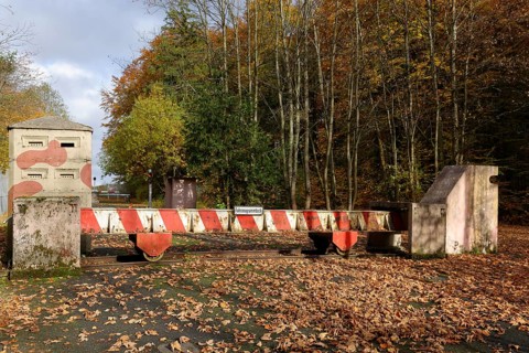 Border security at the checkpoint of the former GDR Bavaria Thuringia near Henneberg