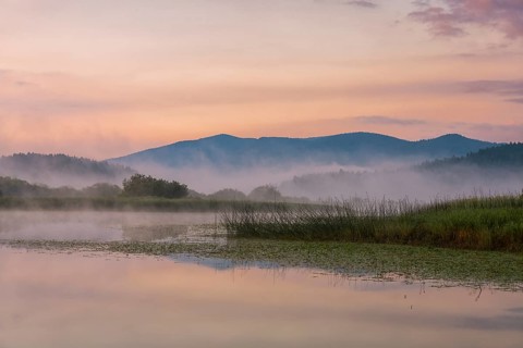 Sunrise at the lake Cerknica