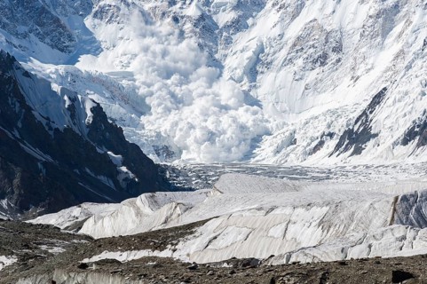 Avalanche coming down near Base Camp