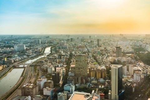 View of Ho Chi Minh City and Saigon River from the Bitexco Financial Tower