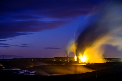 Thermal power plant next to geothermal area Gunnuhver