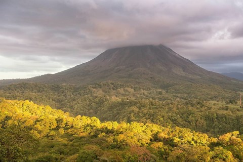 Volcano Arenal in clouds