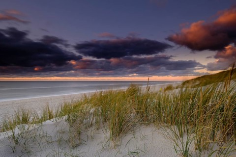 West beach of Hornum in the evening light