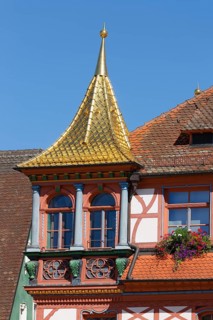 Gold roof on corner tower