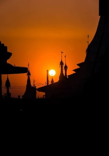 Backlit Pagodas at sunset
