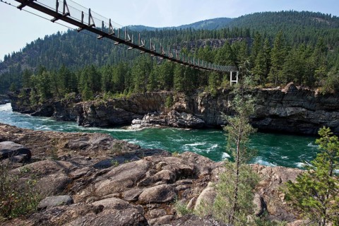 Suspension bridge over the Kootenay River near Libby