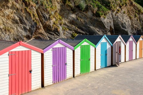 Colourful beach huts