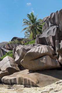 Grand Anse beach with granite rocks