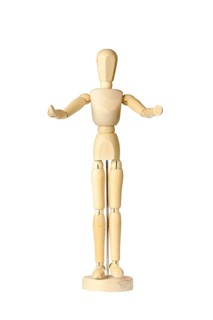 Wooden stickman with open arms